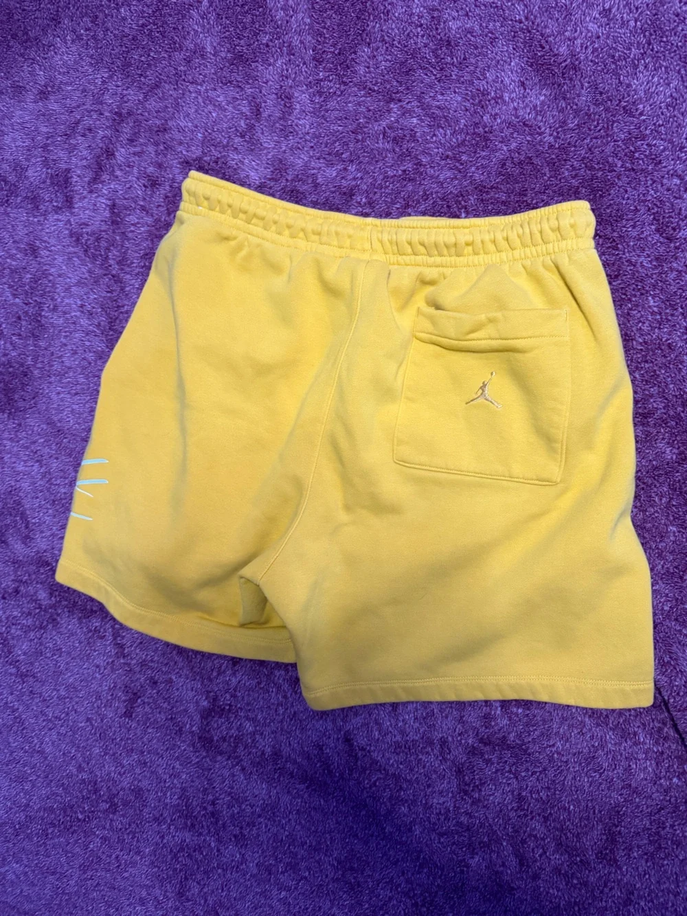Jordan Yellow Men's Shorts with White Jumpman Script